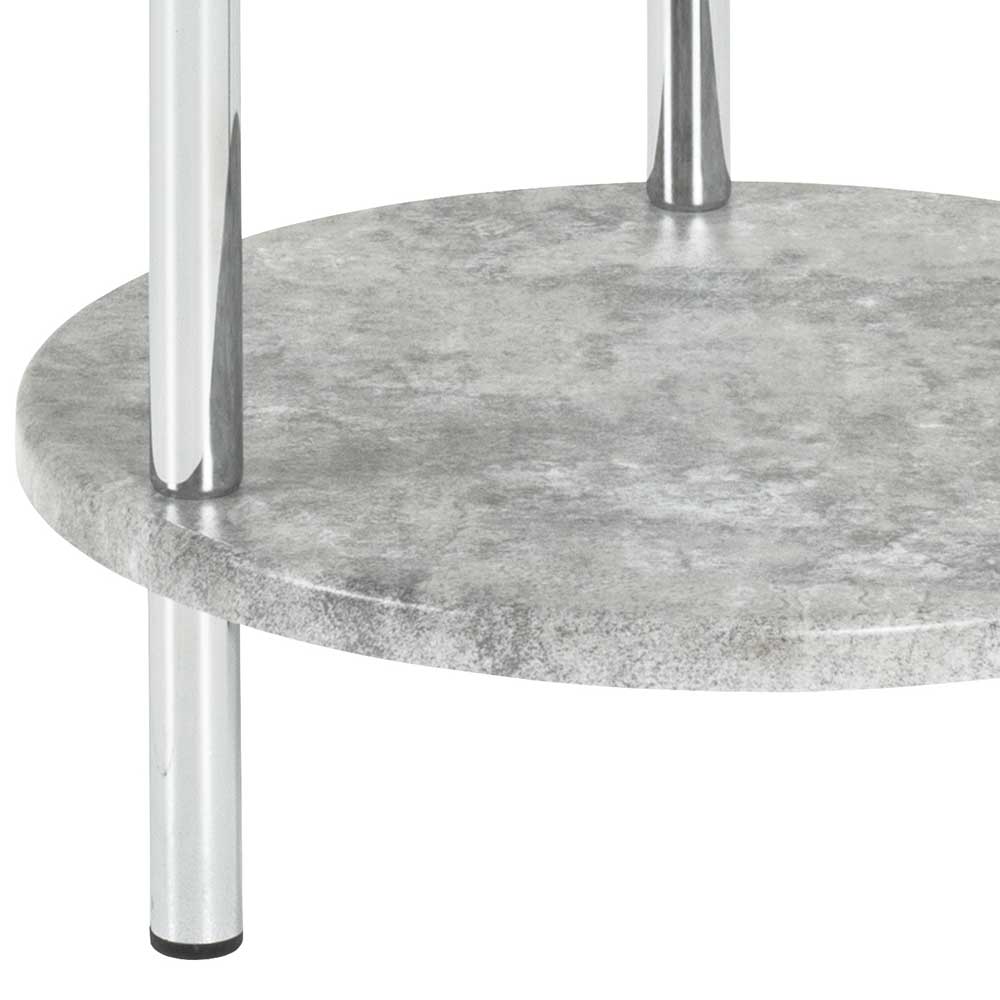Runder Beistelltisch in Betonoptik & Chrom - Apulciana