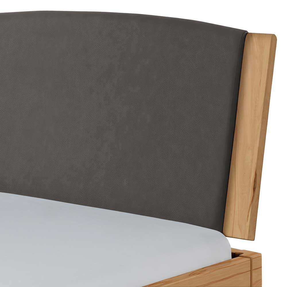 Elegantes Bett aus Wildbuche und Kunstleder - Shyma