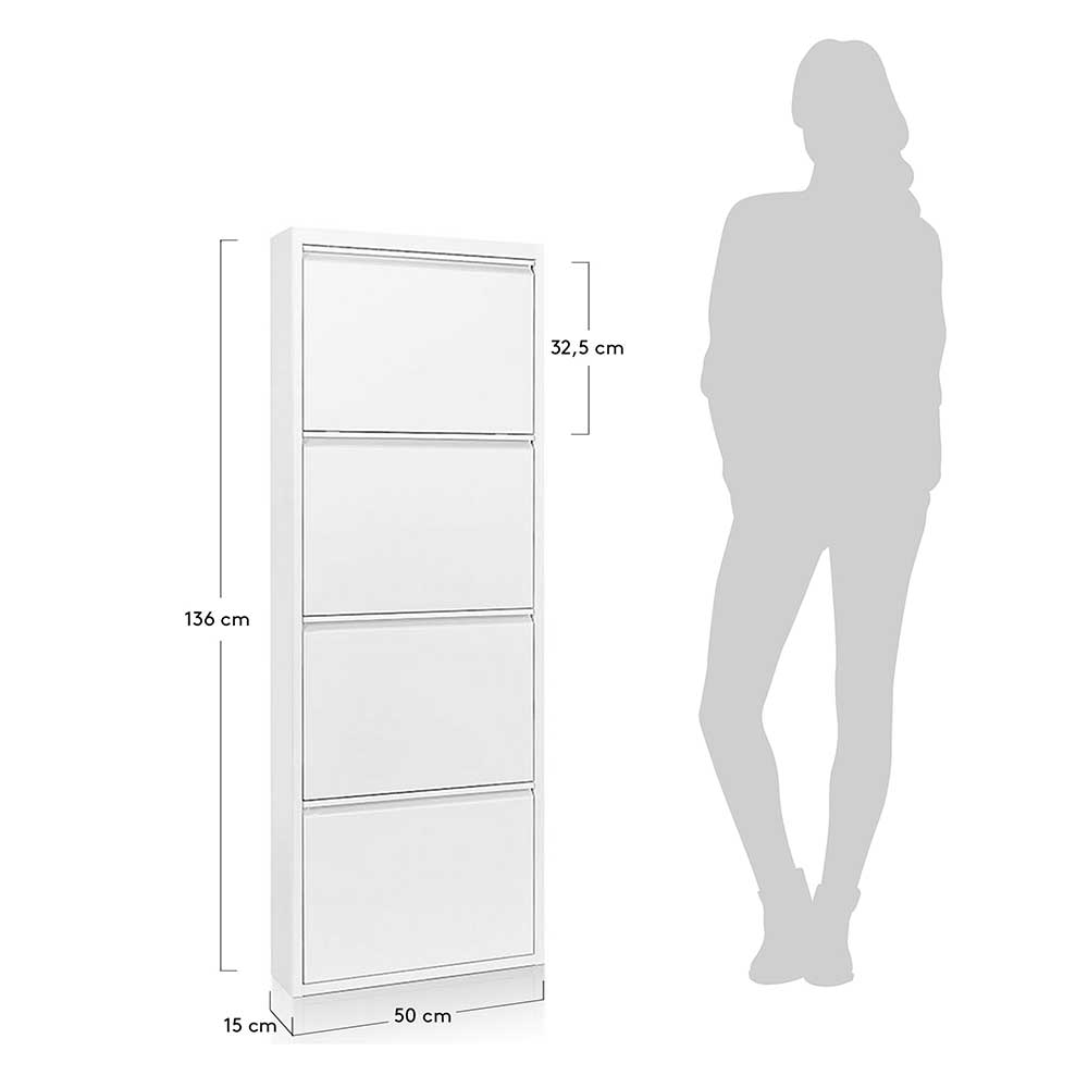 Hängender Schuhschrank Purista aus Stahl in Weiß