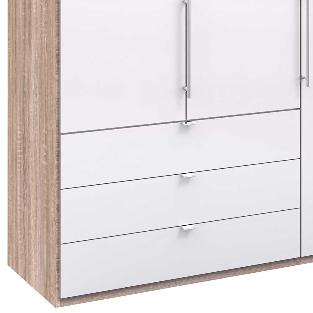 Kombi Schlafzimmer-Kleiderschrank in Weiß Glas - Bosays