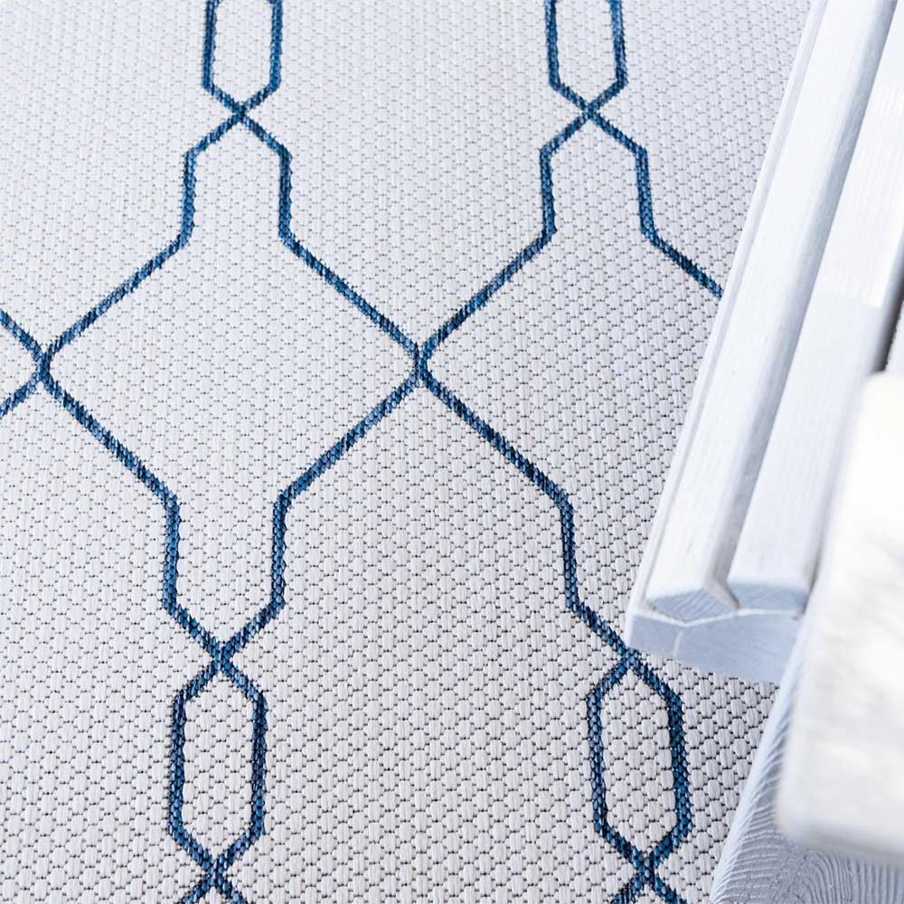 Teppich Indoor oder Outdoor in Creme und Dunkelblau - Asbro