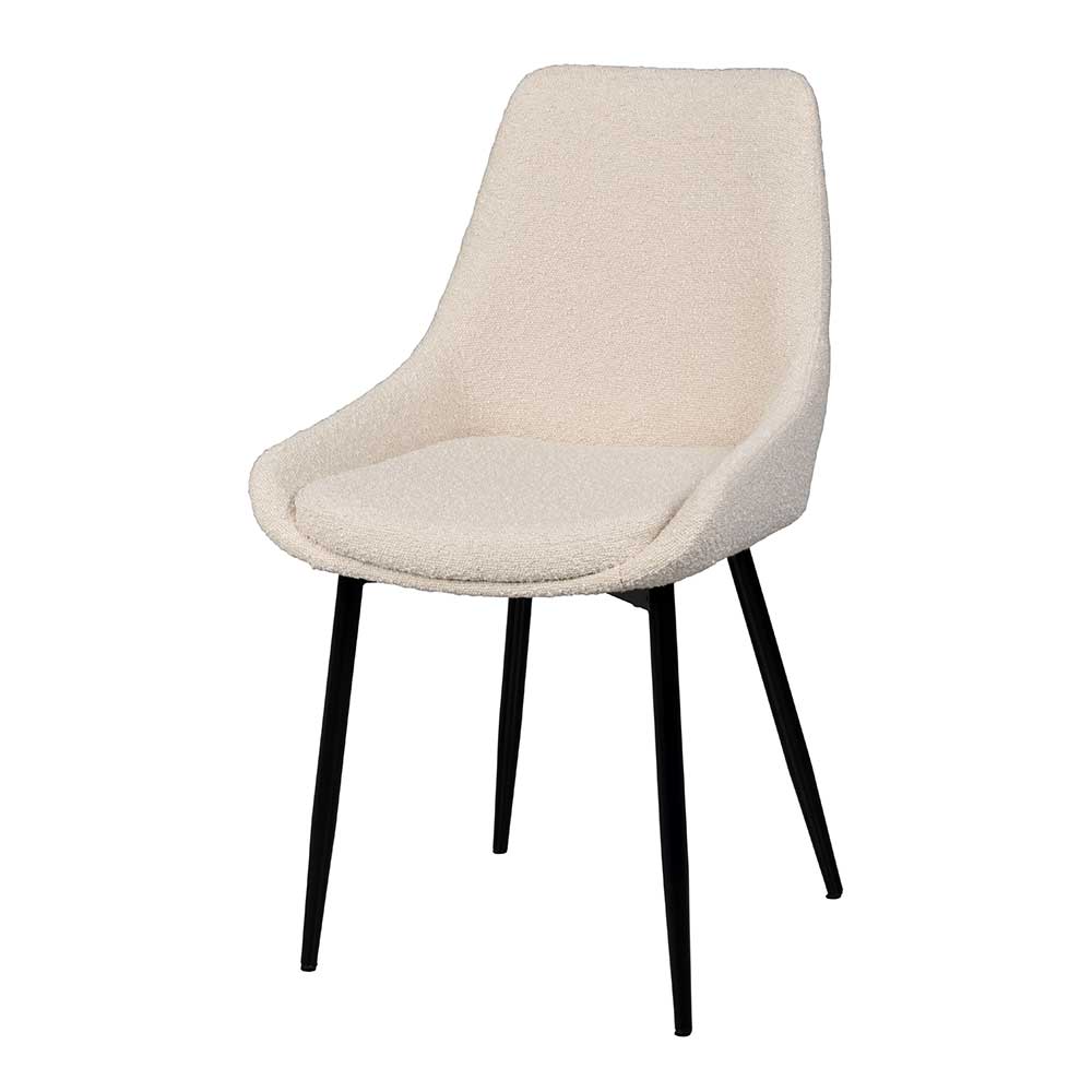 Polsterstuhl aus Boucle Stoff in Beige - Rojito (2er Set)