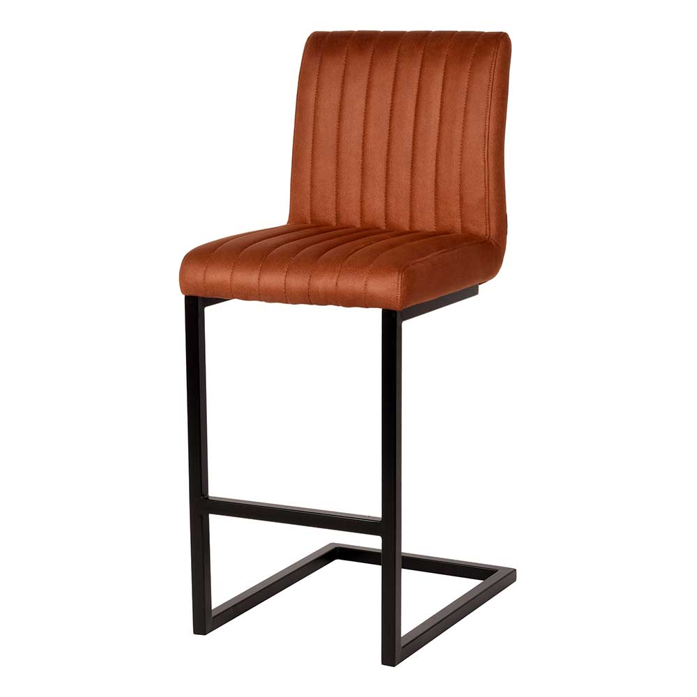Microfaser Barstuhl in Cognac Braun - Pelicano (2er Set)