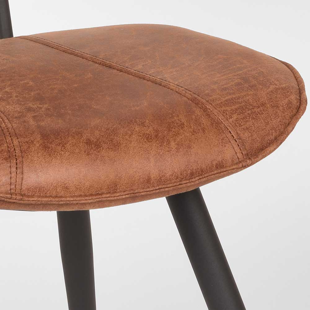 Moderner Kunstlederstuhl in Cognac Braun - Relaxes (2er Set)