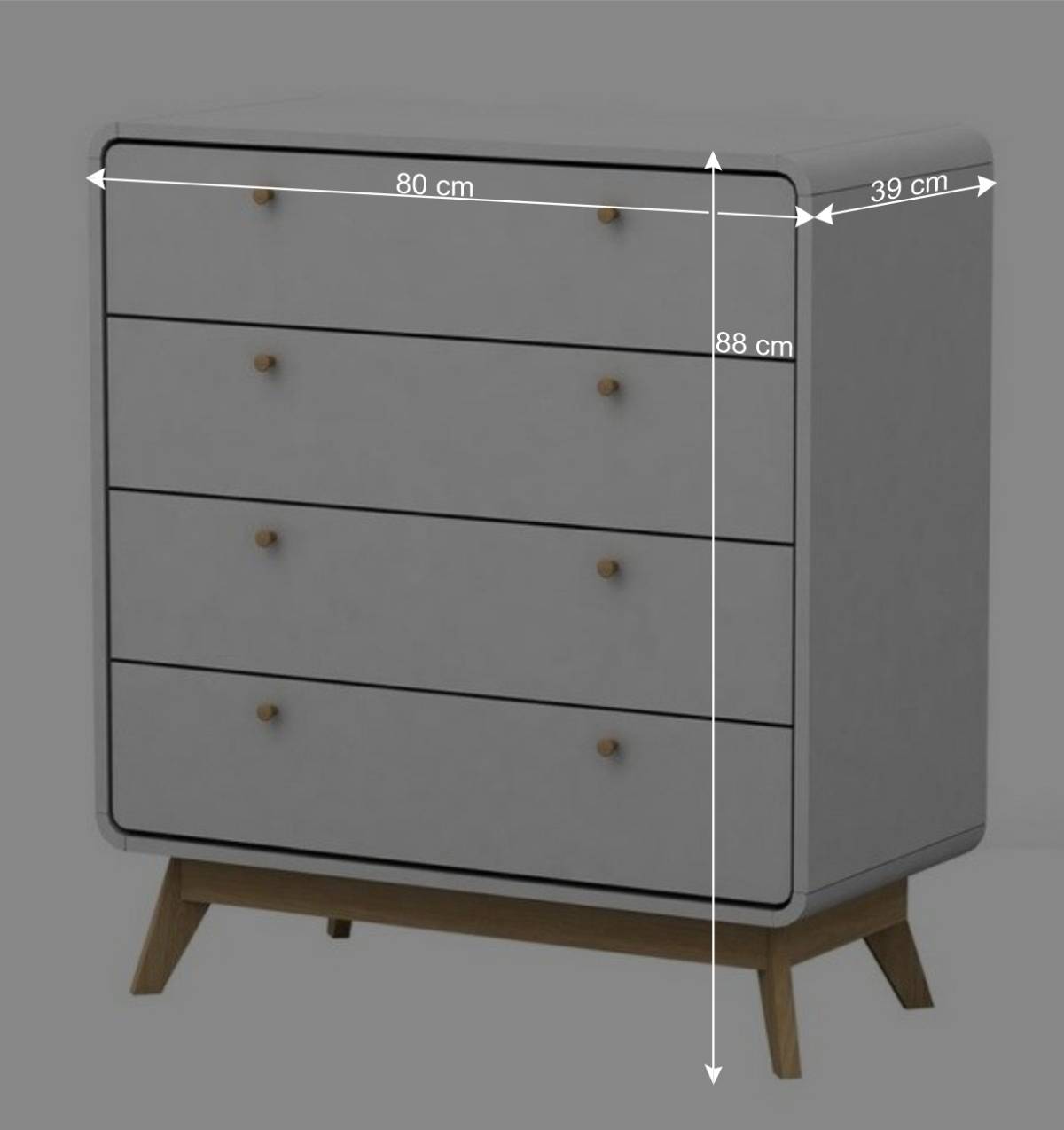 Weiße 4 Schubladen Kommode aus MDF - Kolreva