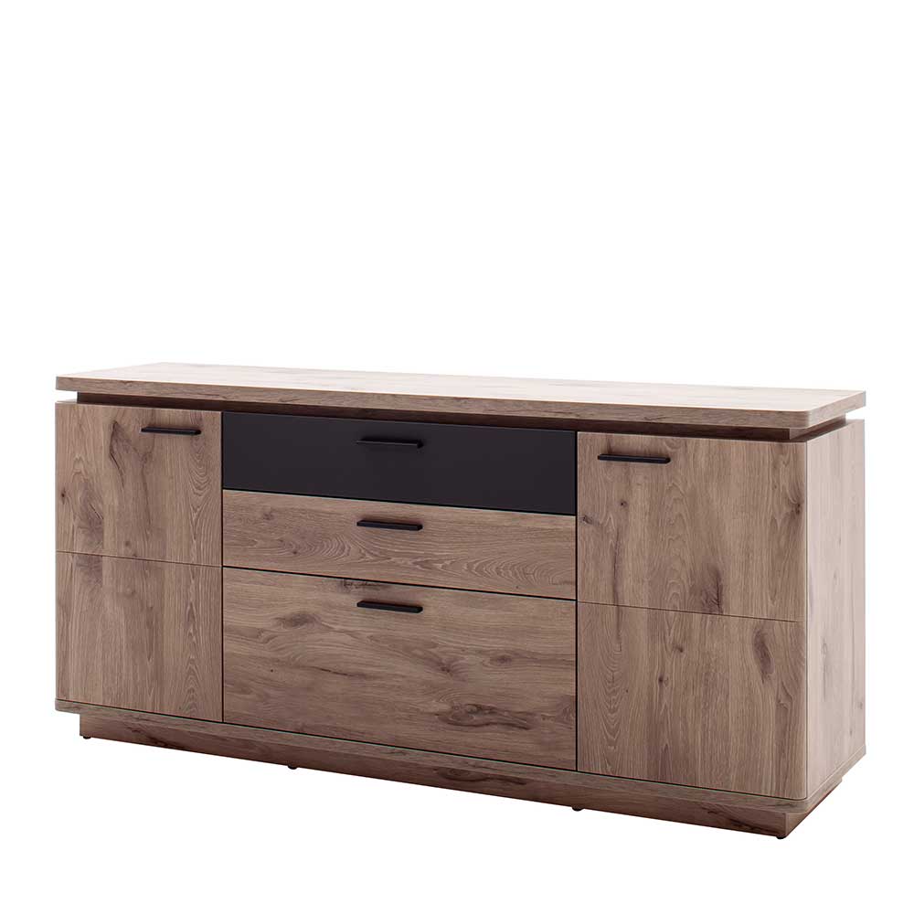 Geräumiges Sideboard mit drei Schubladen und zwei Türen in heller Holzoptik – Bekunion