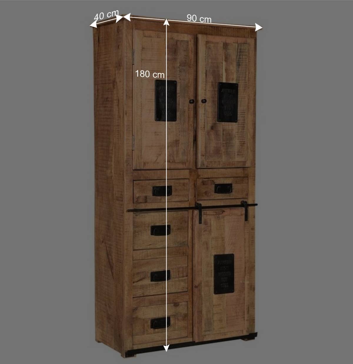 90x180x40 Stauraum Schrank im Industrial Style - Eswan