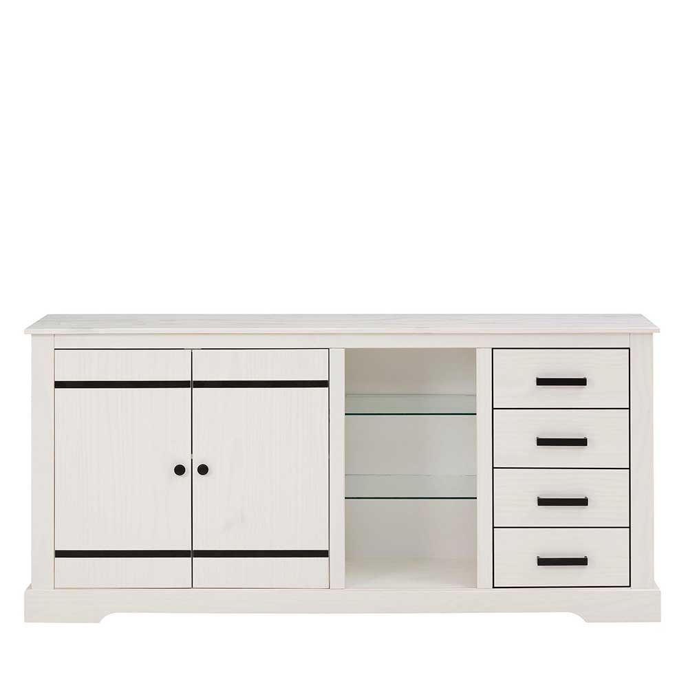 Design Sideboard in Weiß mit Schwarz - Manduza