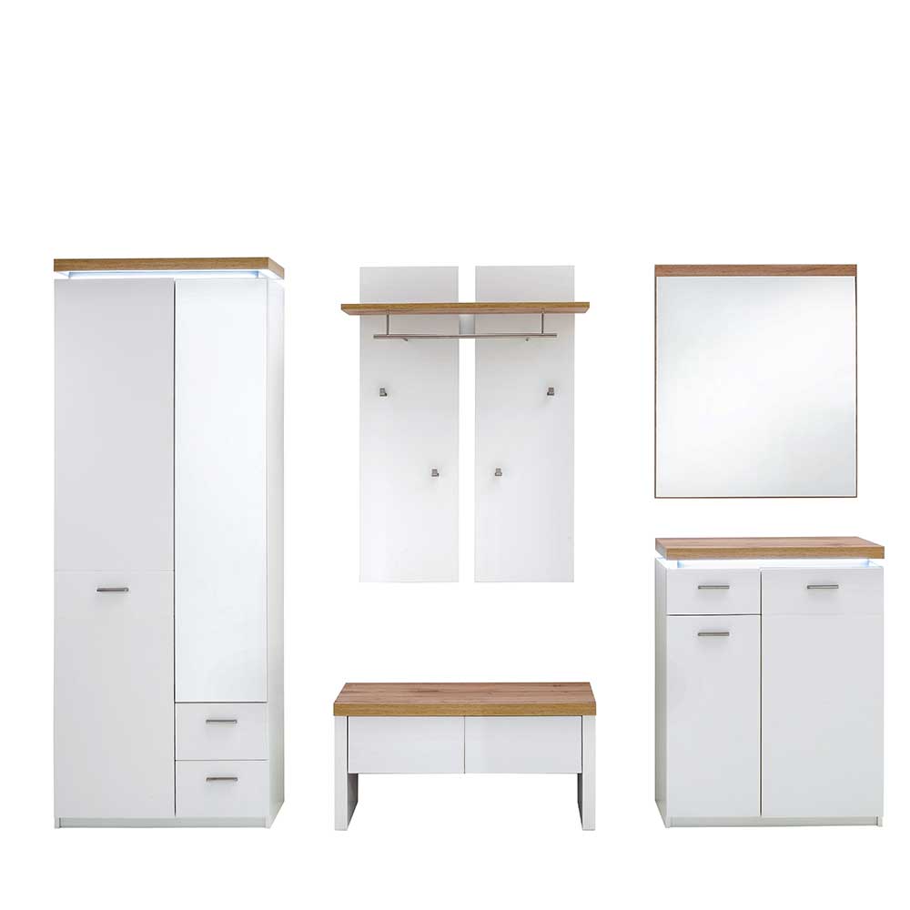 Set Dielen Möbel Kombi mit LED - Nusenia (fünfteilig)