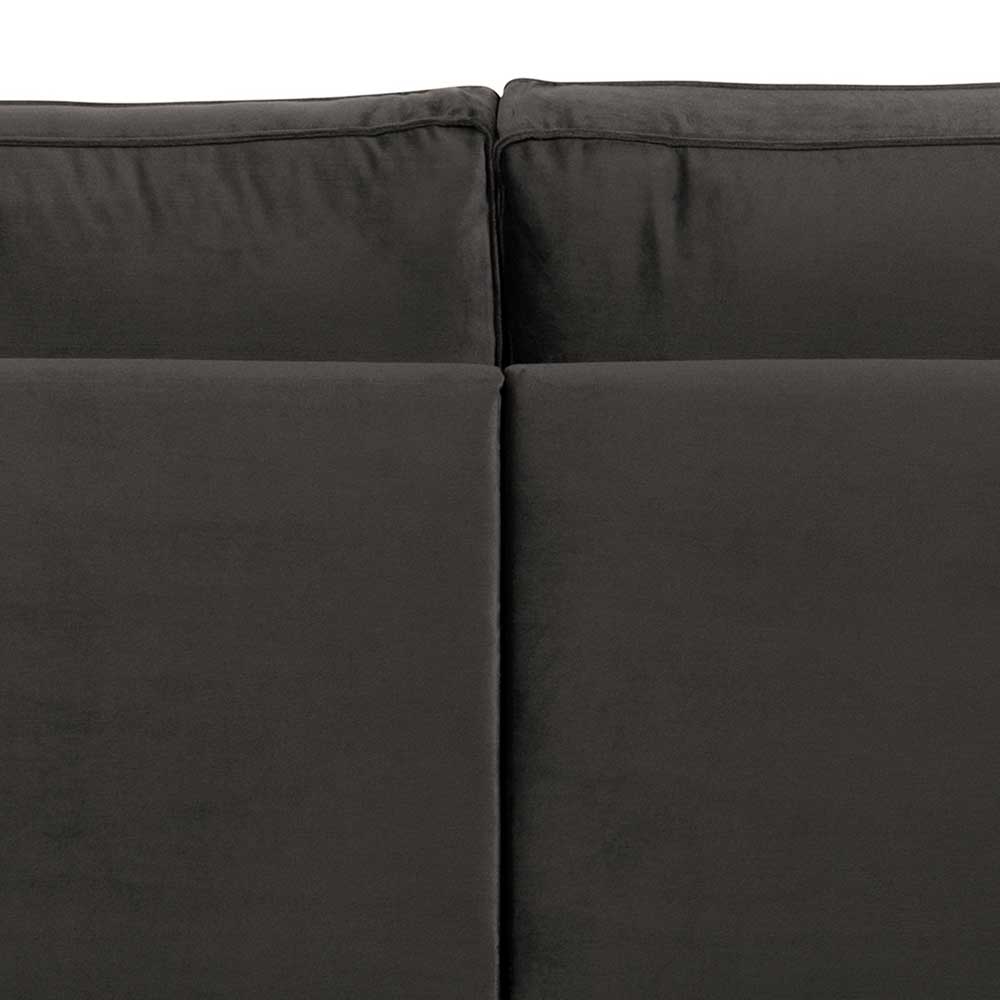 Dreier Sofa aus Samt in Dunkelgrau - Ertrego