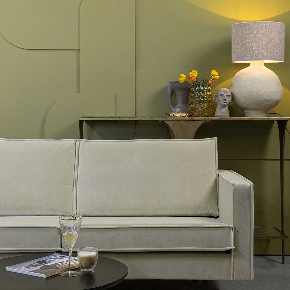 Samt Ecksofa in Graugrün - Loona
