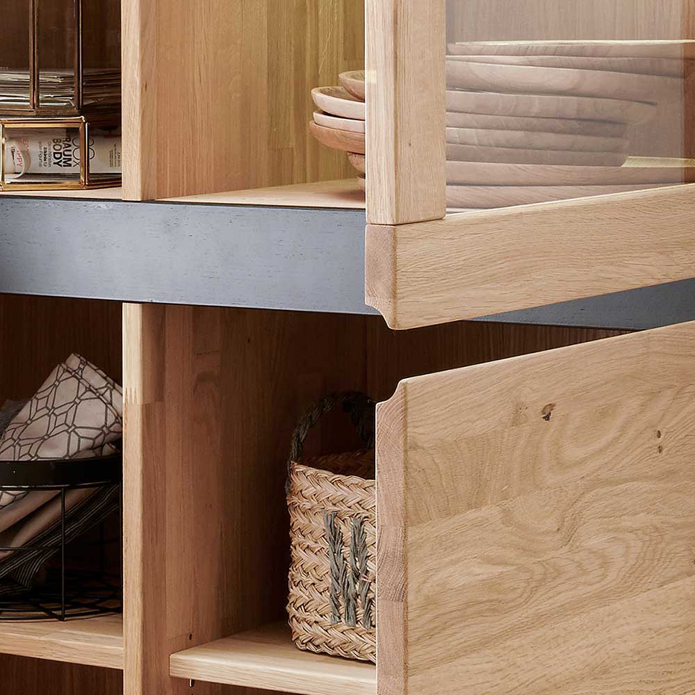 103x148x40 Modernes Holz-Highboard mit Glaseinsatz - Embleys