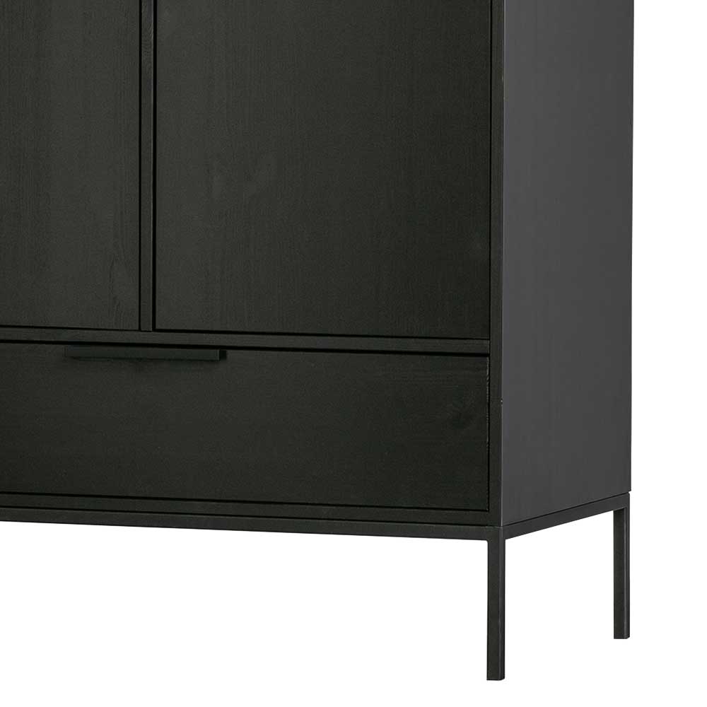100x200x53 Schrank aus Kiefer in Schwarz - Drian