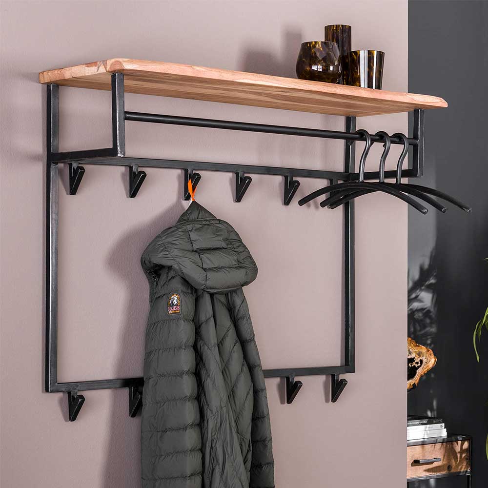 100x80x33 Wandgarderobe aus Stahl mit 12 Haken - Lucos