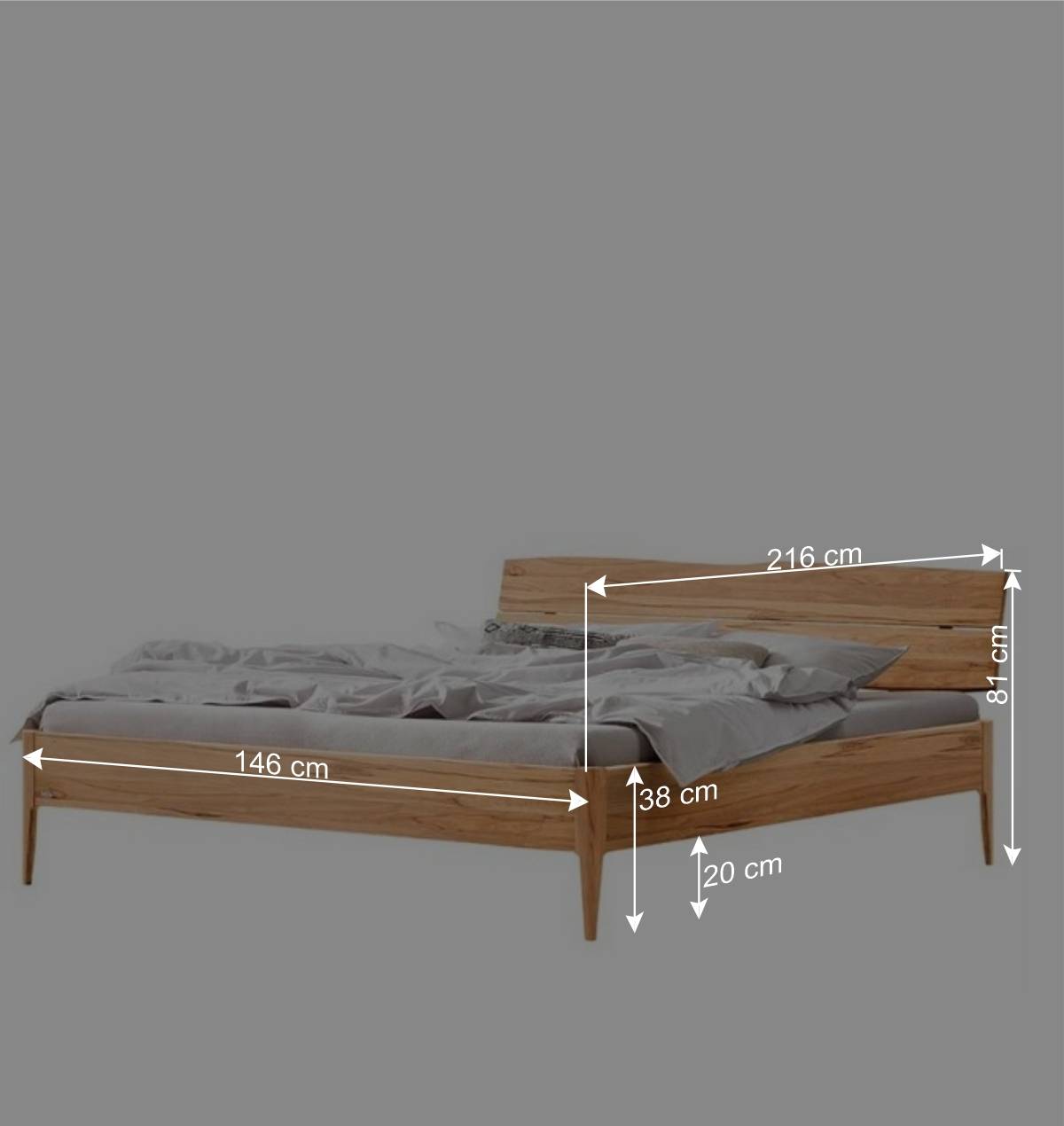 Holzbett mit toller Maserung aus Wildbuche massiv - Elefontra