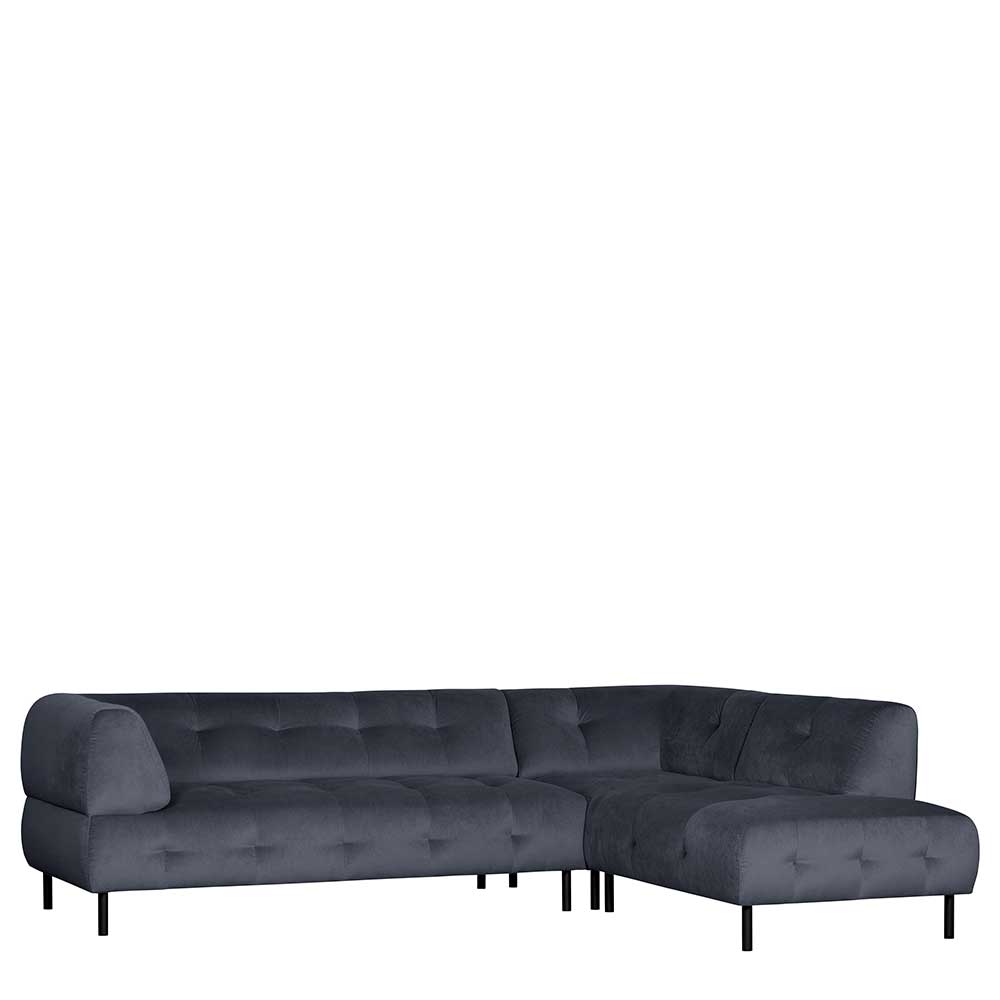 Dunkelgraues Samt Ecksofa mit Recamiere auf der rechten Seite – Roccoss