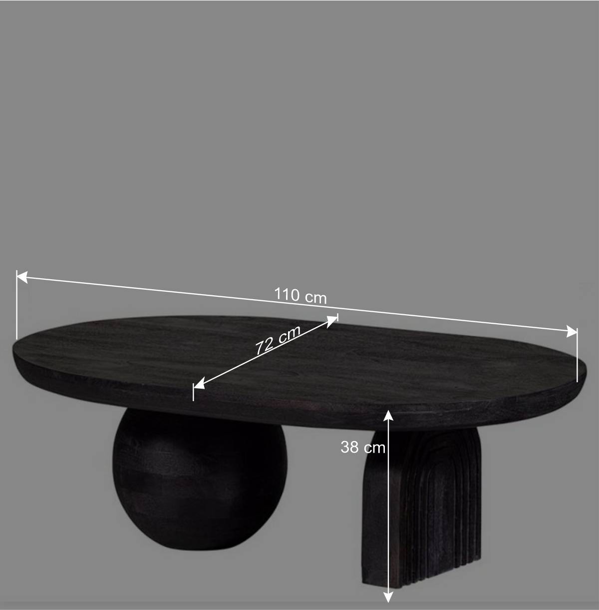 Ovaler Design-Couchtisch in Schwarz - Islando