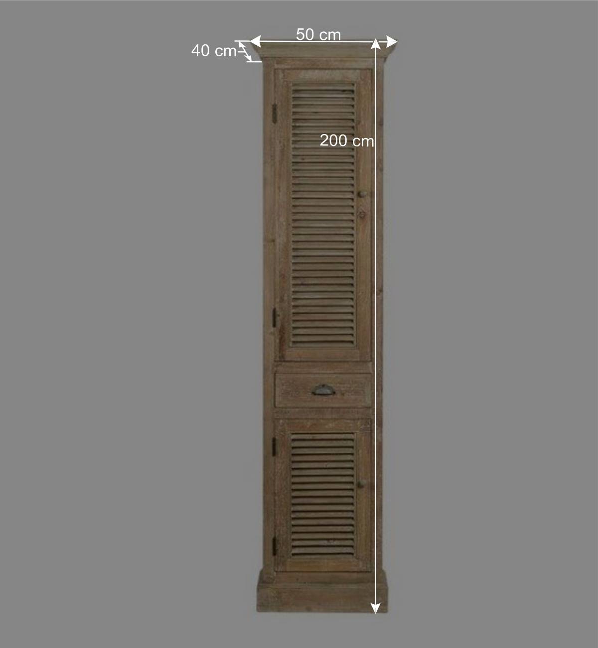 Teilmassiver Badschrank in Kiefer Antik Harrosands mit Lamellen Front