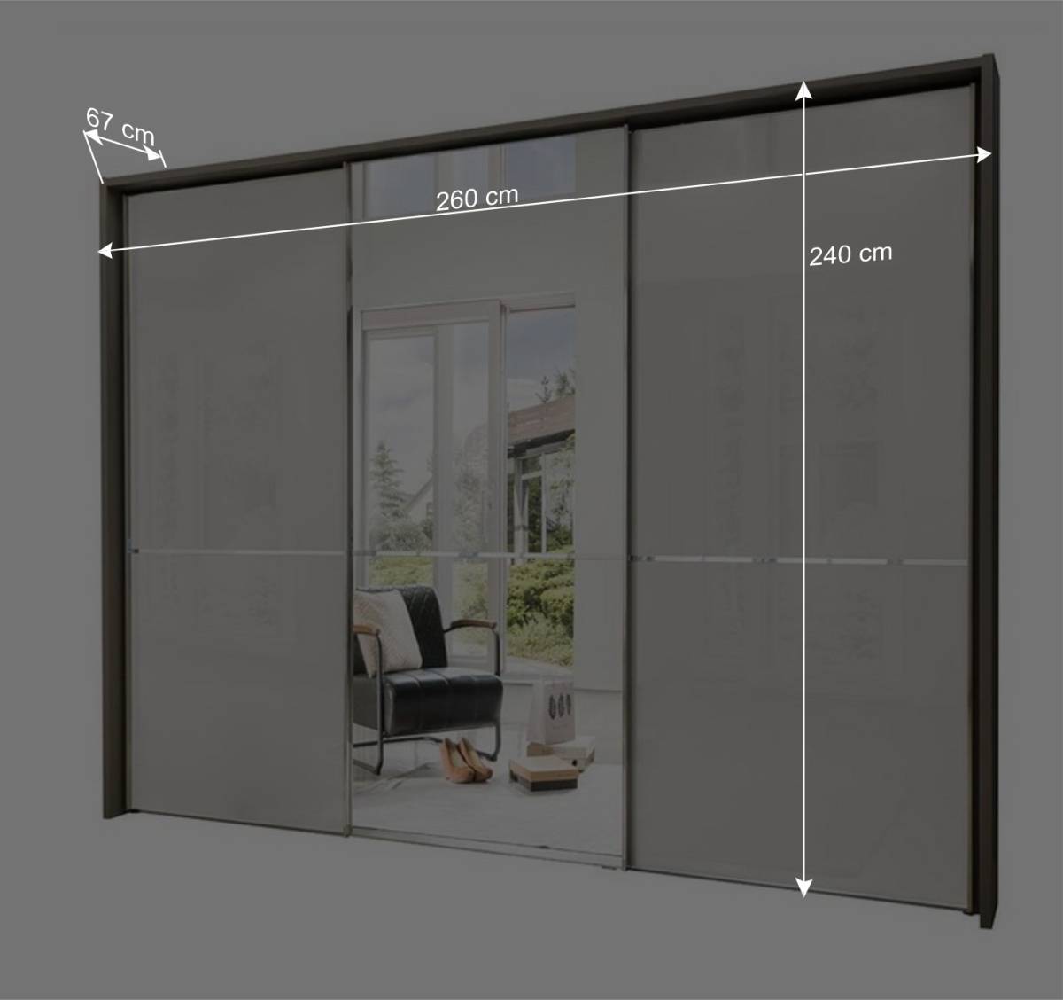 250cm Schlafzimmer Schrank 3-türig - Bassi