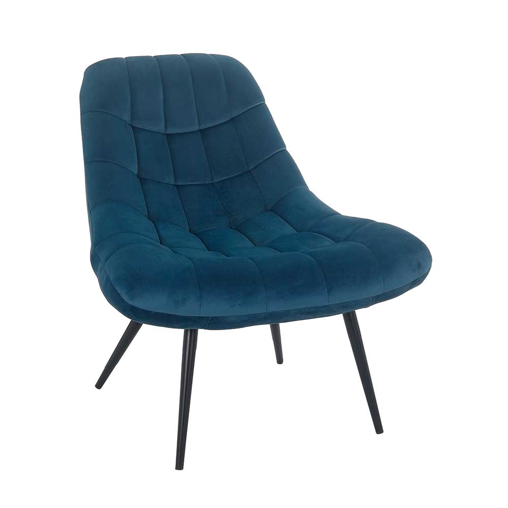 76x86x86 Samt Loungestuhl in Blau - Sixtys