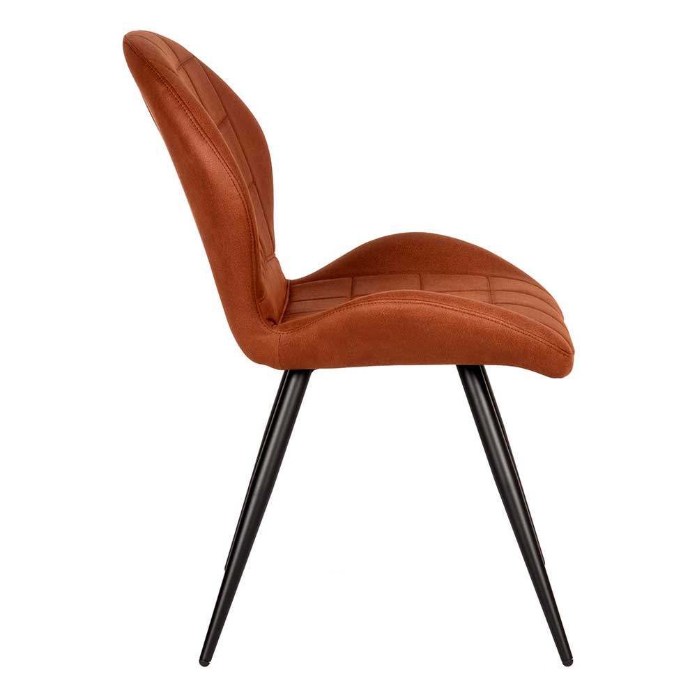 Polsterstuhl aus Microfaser in Cognac Braun - Flippo (2er Set)