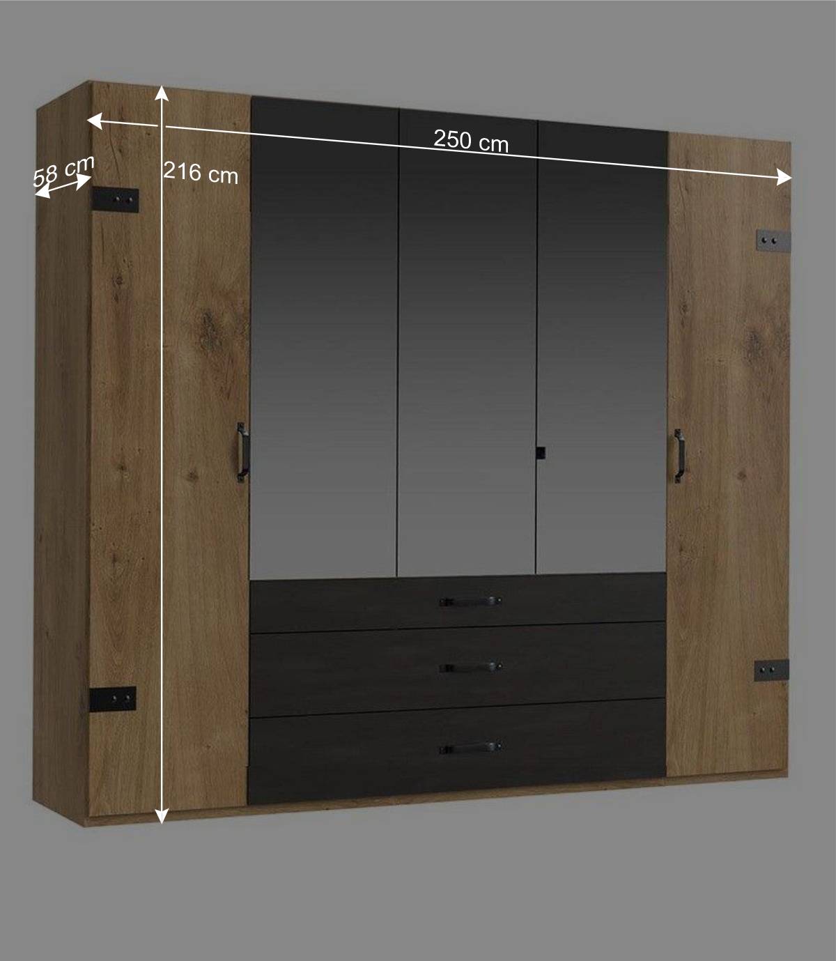 Kleiderschrank mit Türen und Schubladen modern - Bram