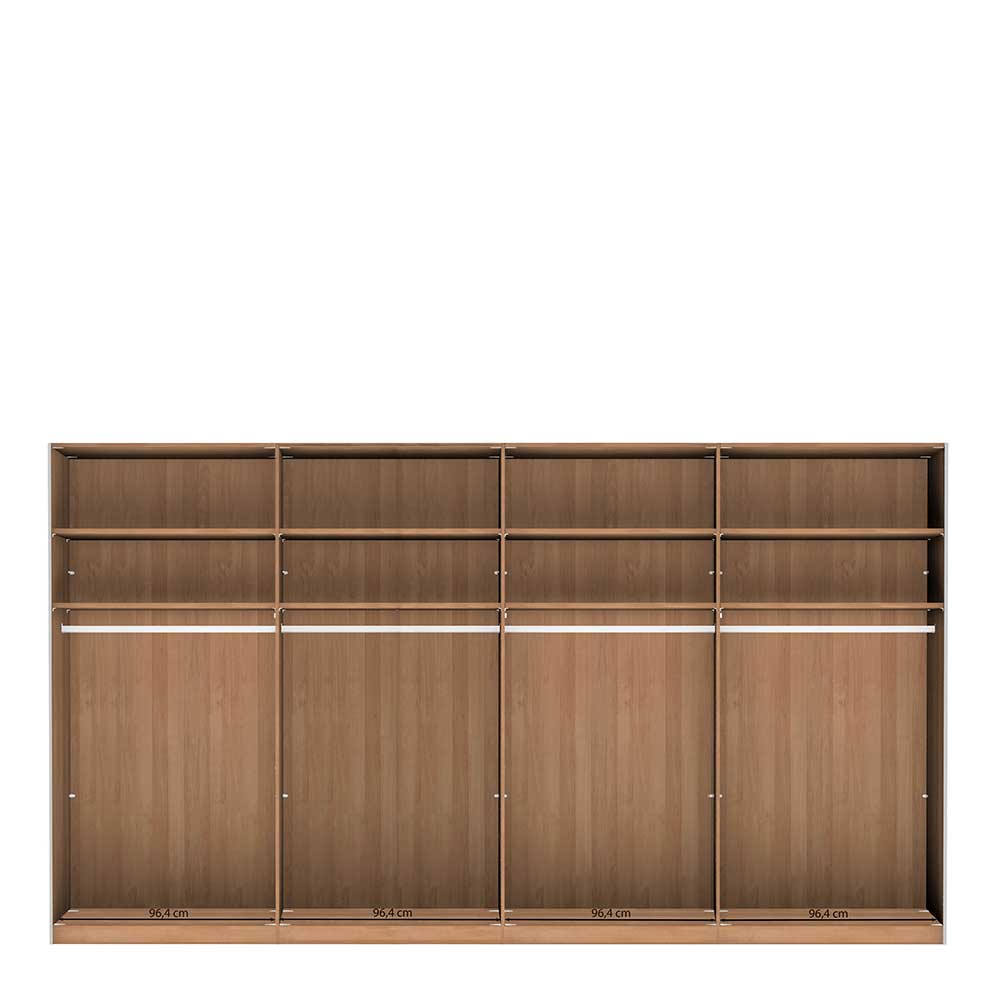 4-türiger Schwebetürenschrank in Eiche Bianco - Brownie
