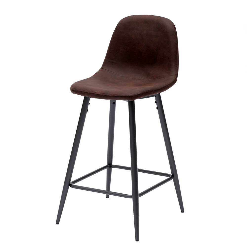 Stilvoller Barhocker mit Schalensitz Creditana Kunstleder Vintage Braun (2er Set)