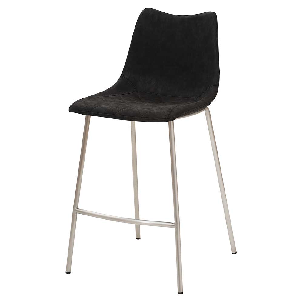 Design Tresenstuhl in Schwarz & Edelstahl - Polaris