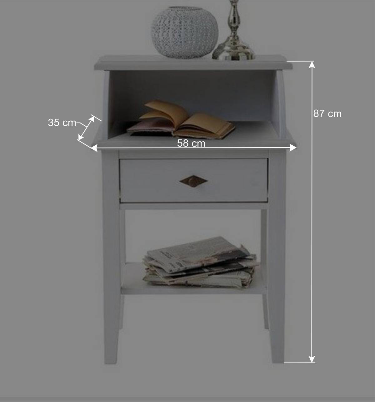 Telefonschrank Satumare in Weiß