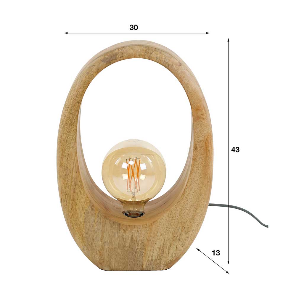 Design Tischleuchte aus Mangobaum - Vakanza