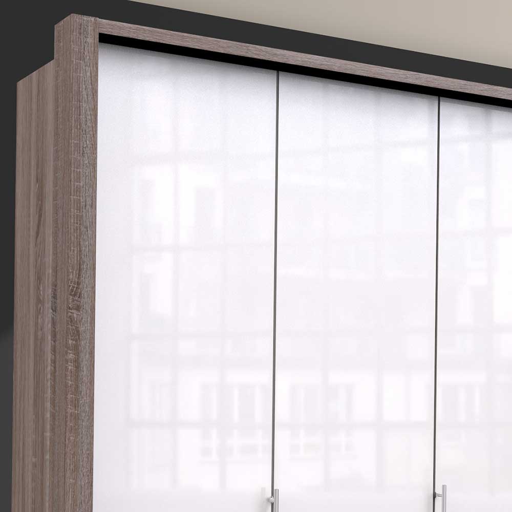 Breiter Kleiderschrank in Weiß Glas - Empresian