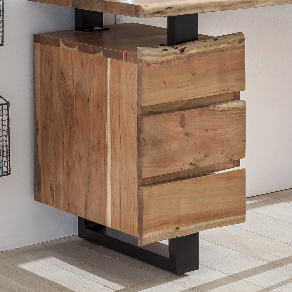 Massivholz Baumkanten Schreibtisch 147x80 - Necrus