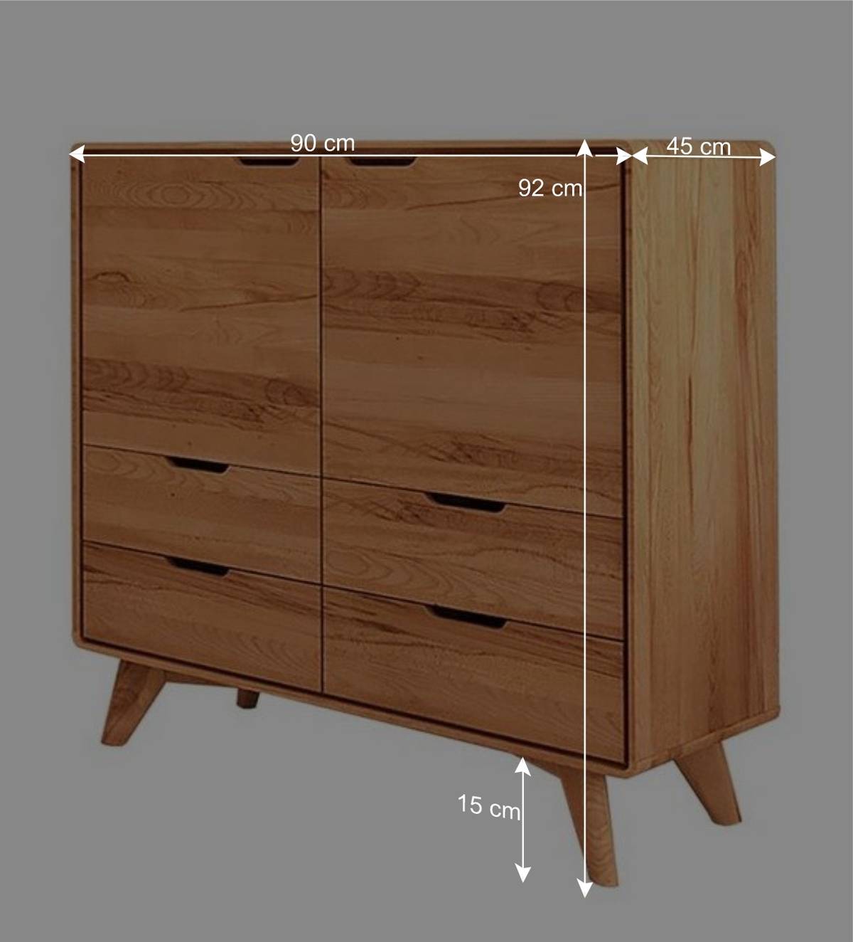 Massive Kernbuche Kommode 90x92x45 cm - Junola