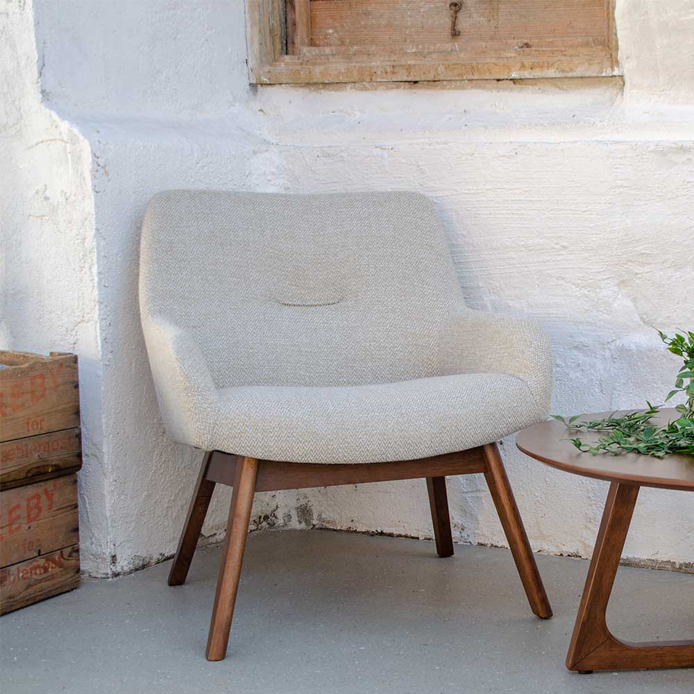 Bequemer Strukturstoff Sessel in Creme - Caldron