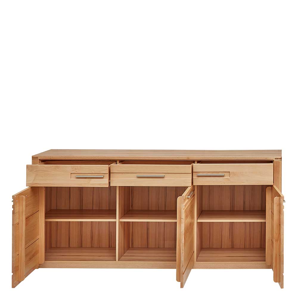 Offenes Sideboard aus Kernbuche Massivholz mit Schubladen und Regalböden – Amyonta