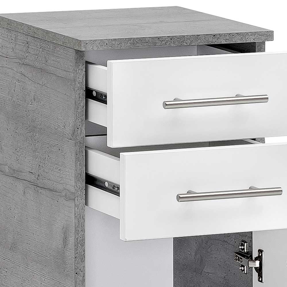 Badezimmerschrank in Weiß & Beton Optik - Rilica