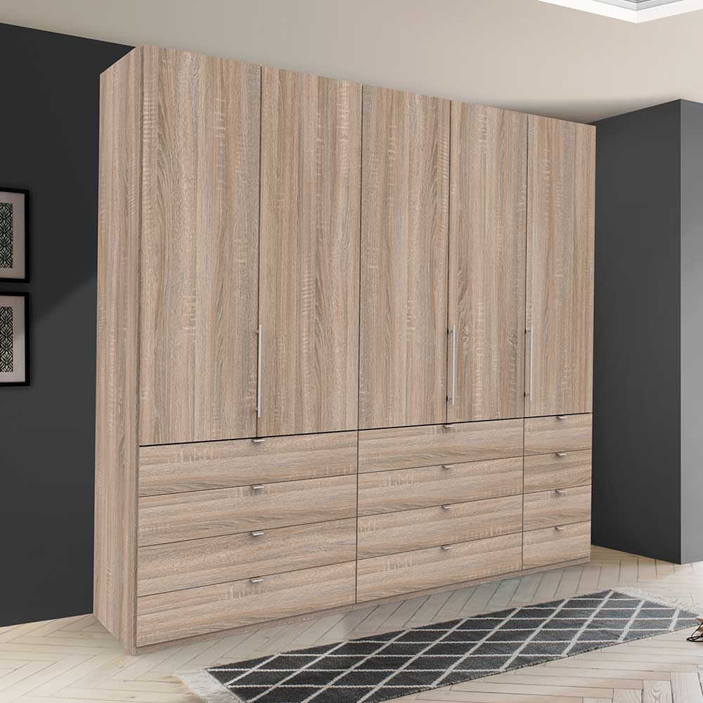 Kombi Kleiderschrank in Eiche sägerau Holzoptik - Zayun
