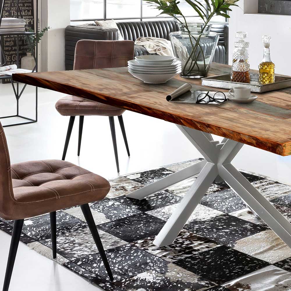 Designer Altholz Esstisch in Mehrfarbig - Dembley