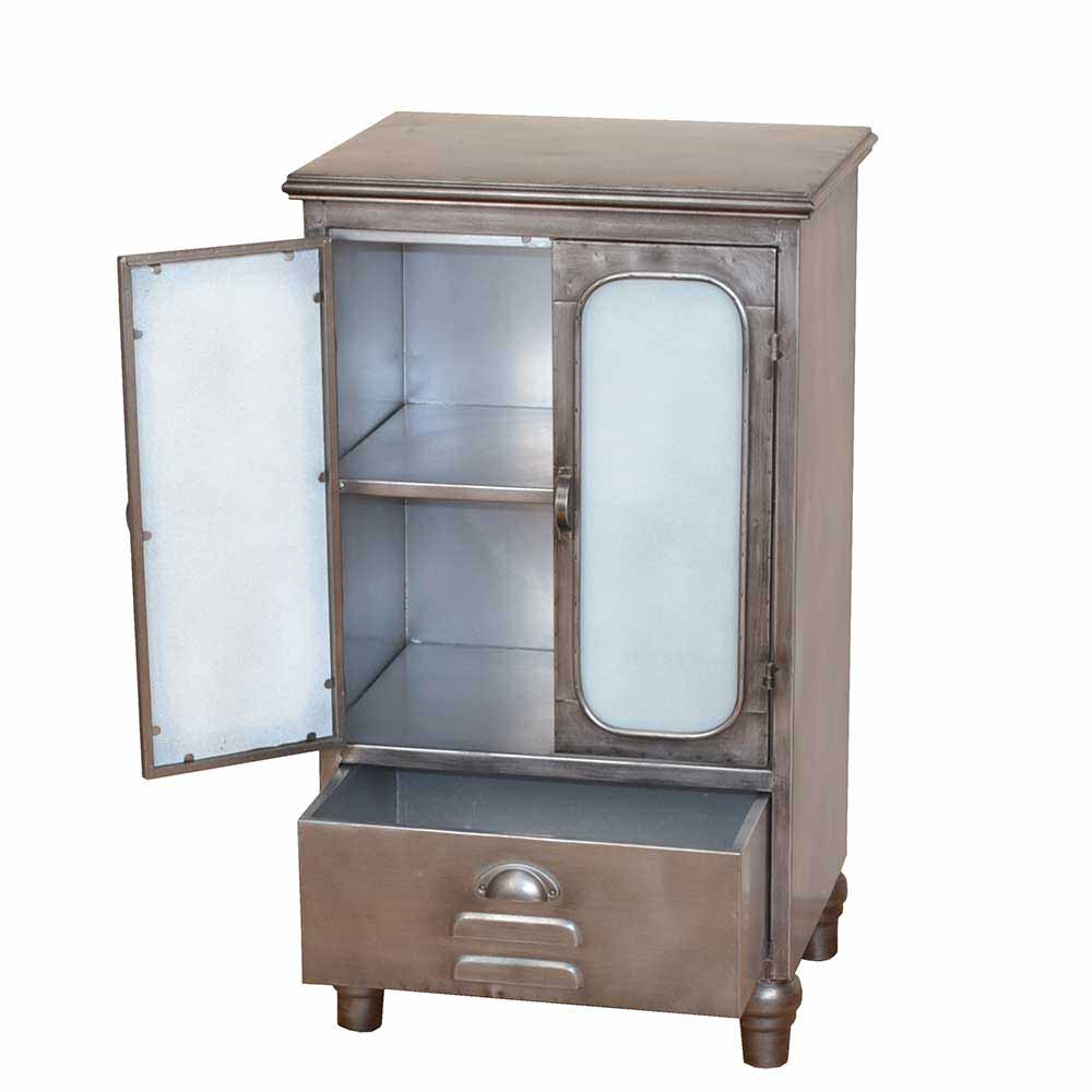 Extravganter Schrank aus Metall & Glas Industry Sirenna 2-türig & Schublade