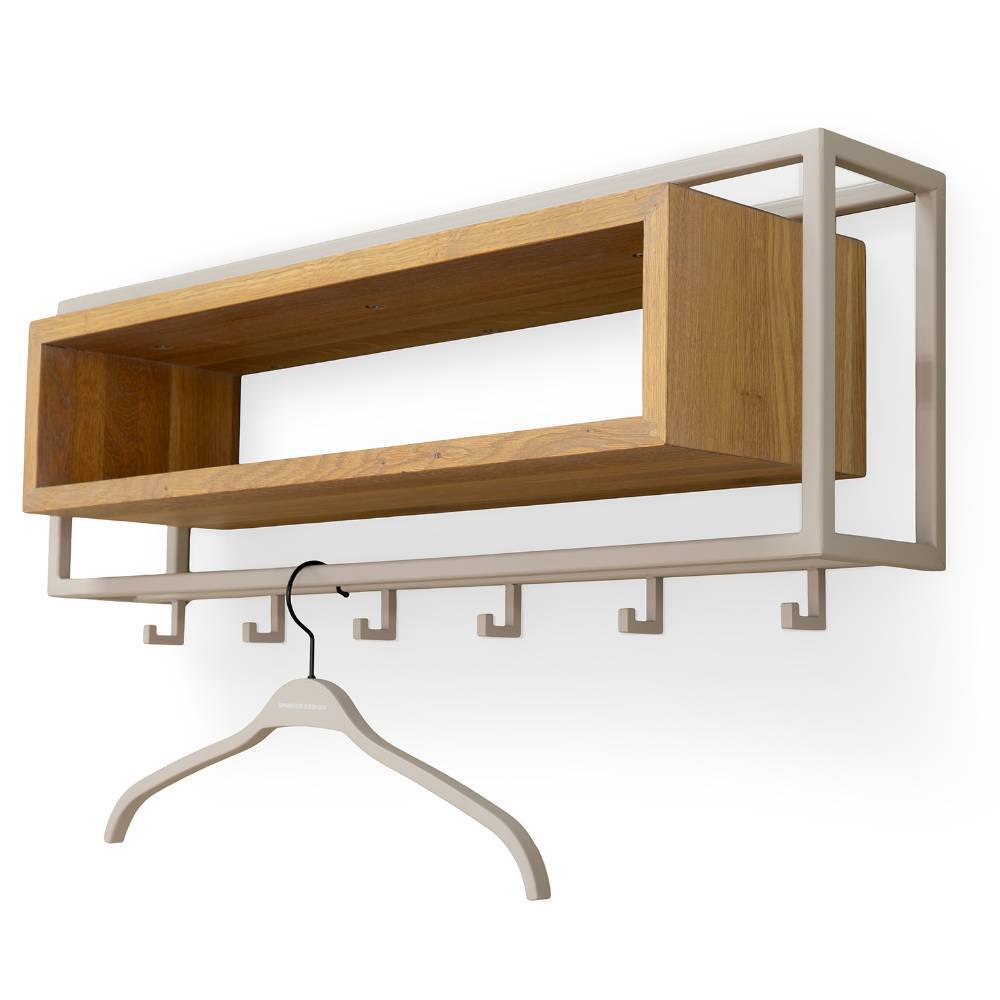 Materialmix Garderobe aus Stahl in Taupe - Philadela
