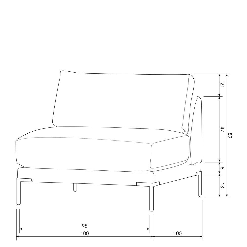 1-Sitzer Couchmodul in Taupe Stoff - Birte