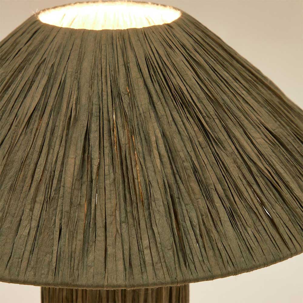 Tischleuchte in Graugrün aus Raffia - Dasanti