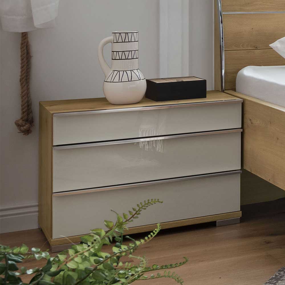 Nachtkommode in Beige Glas - Lesegano