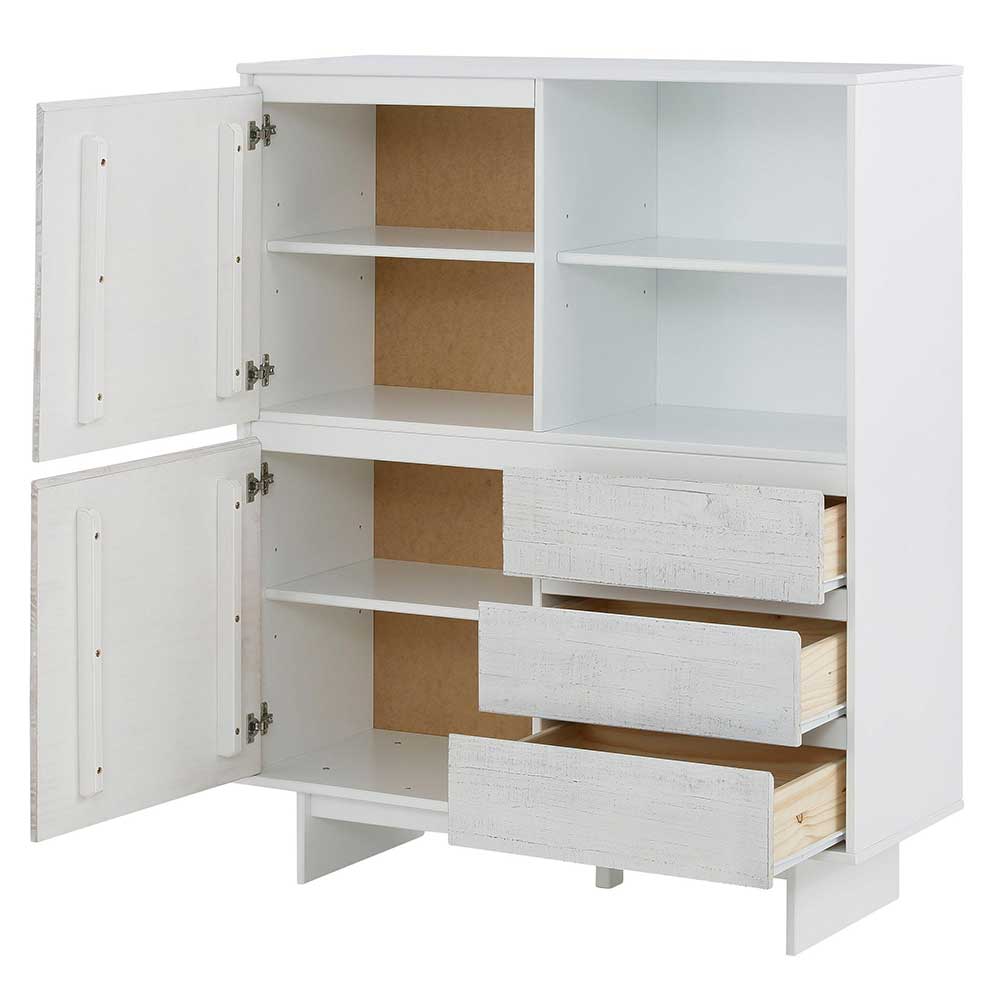 Günstiges Kombi Highboard in Weiß lasiert - Vagniu