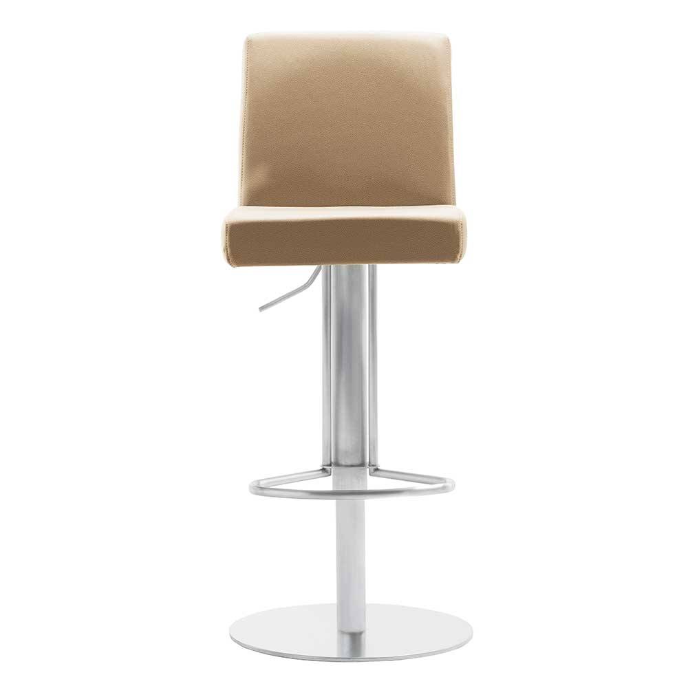 Tresenstuhl gepolstert in Beige Microfaser - Stalinos