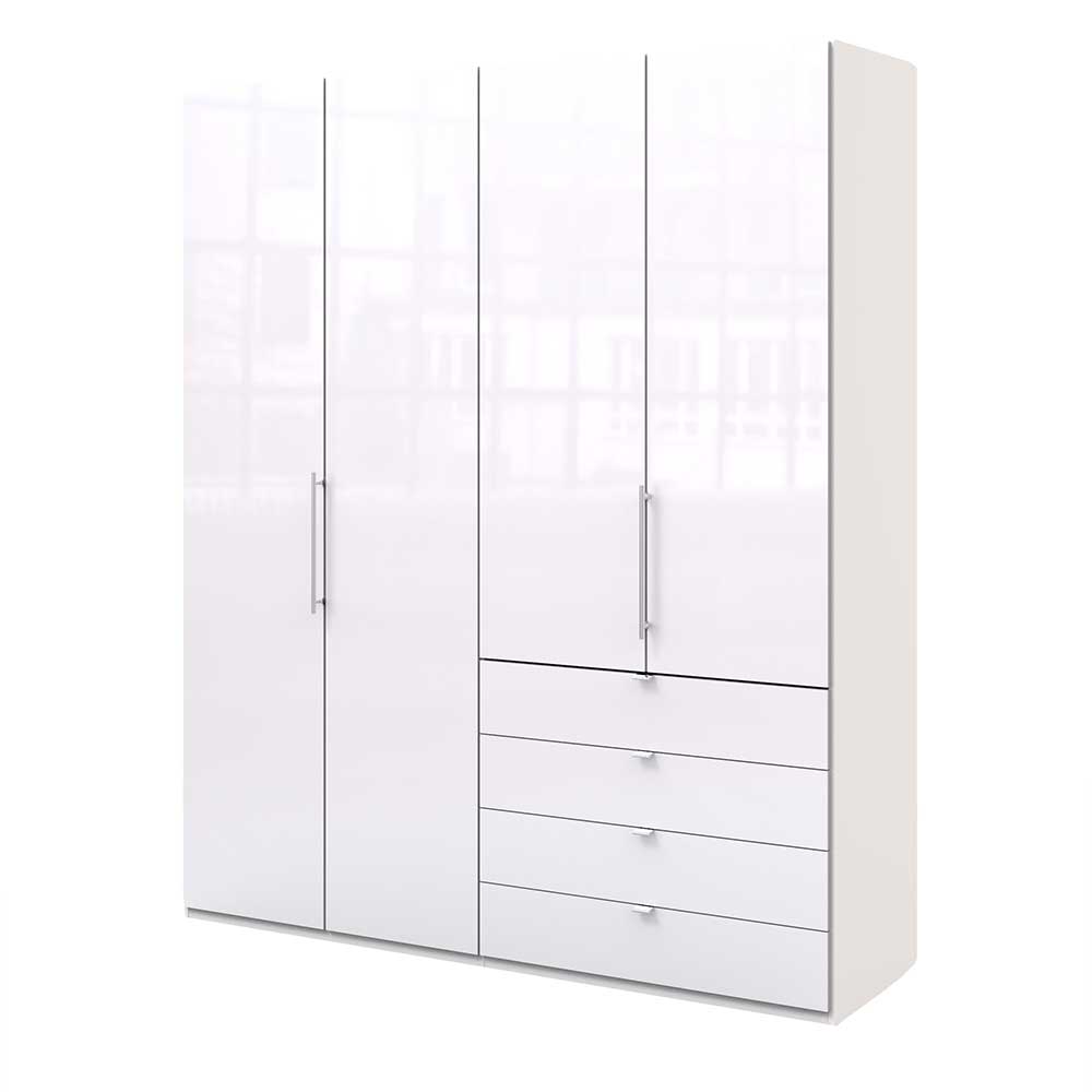 Weißer Hochglanz Schlafzimmer Kleiderschrank in moderner Optik mit viel Stauraum – Dolienca