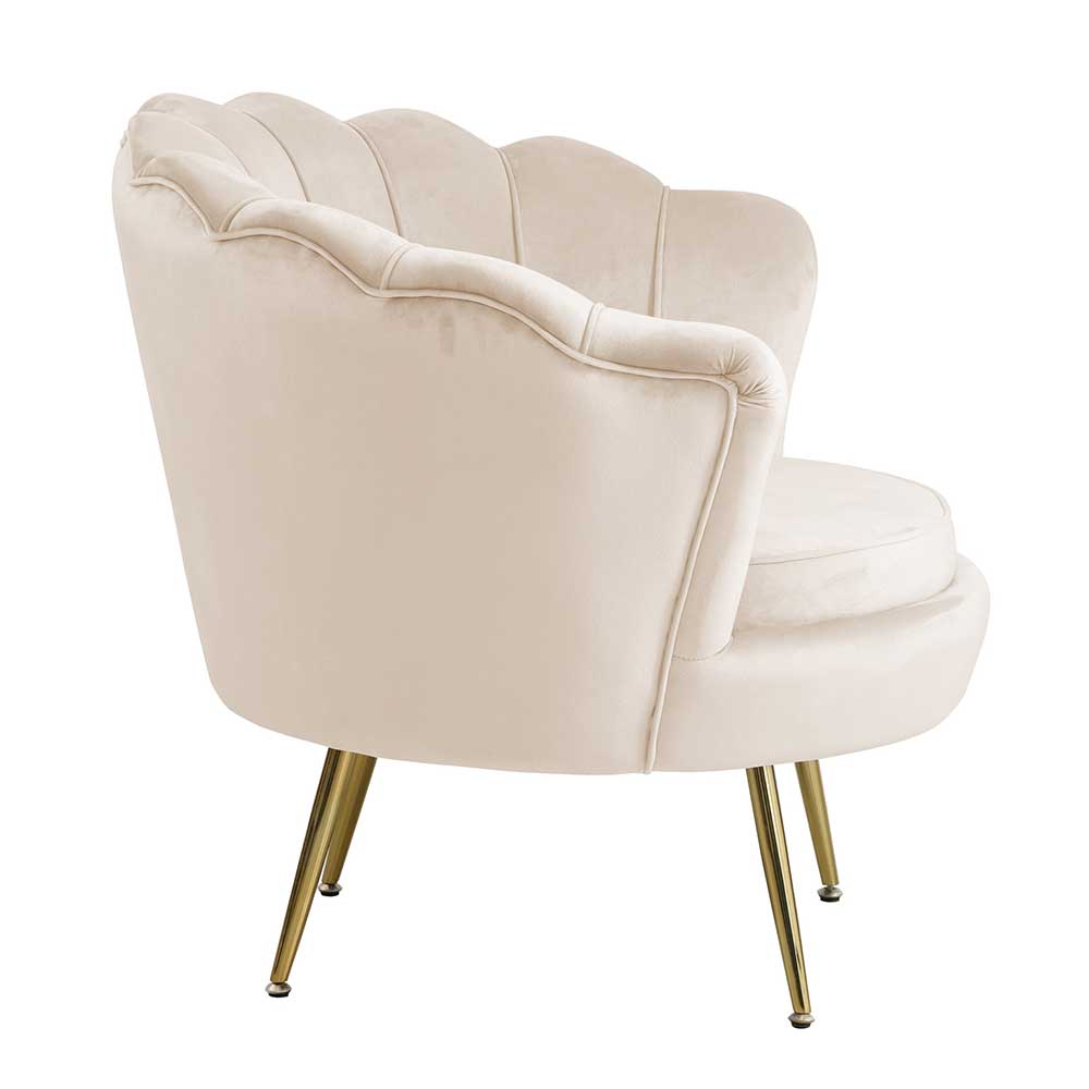 Eleganter Muschelsessel in Beige Samt - Fortlanda