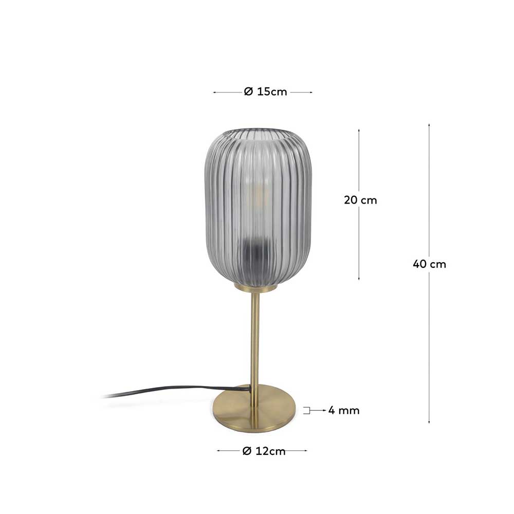 Elegante Tischlampe in Grau Glasschirm - Mariell