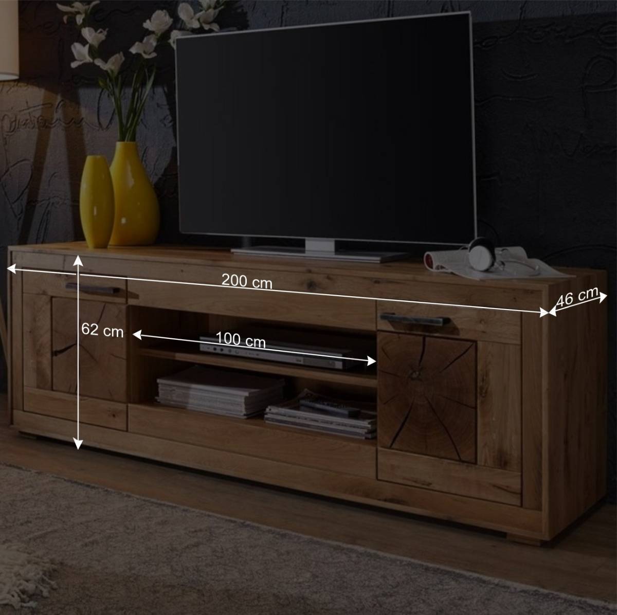 Massivholz Unterschrank für TV aus Wildeiche - Troncon